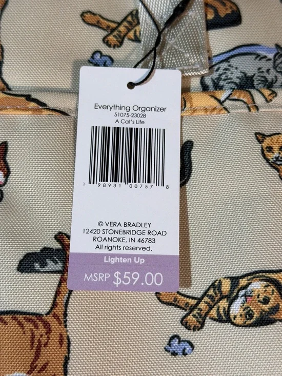 Vera Bradley Everything Organizer in A Cats Life NWT - Picture 4 of 6